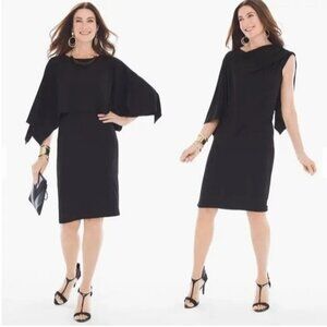 Chico's Women's Convertible 3 Way Cape Dress BlackJersey Size 1/US 8/10